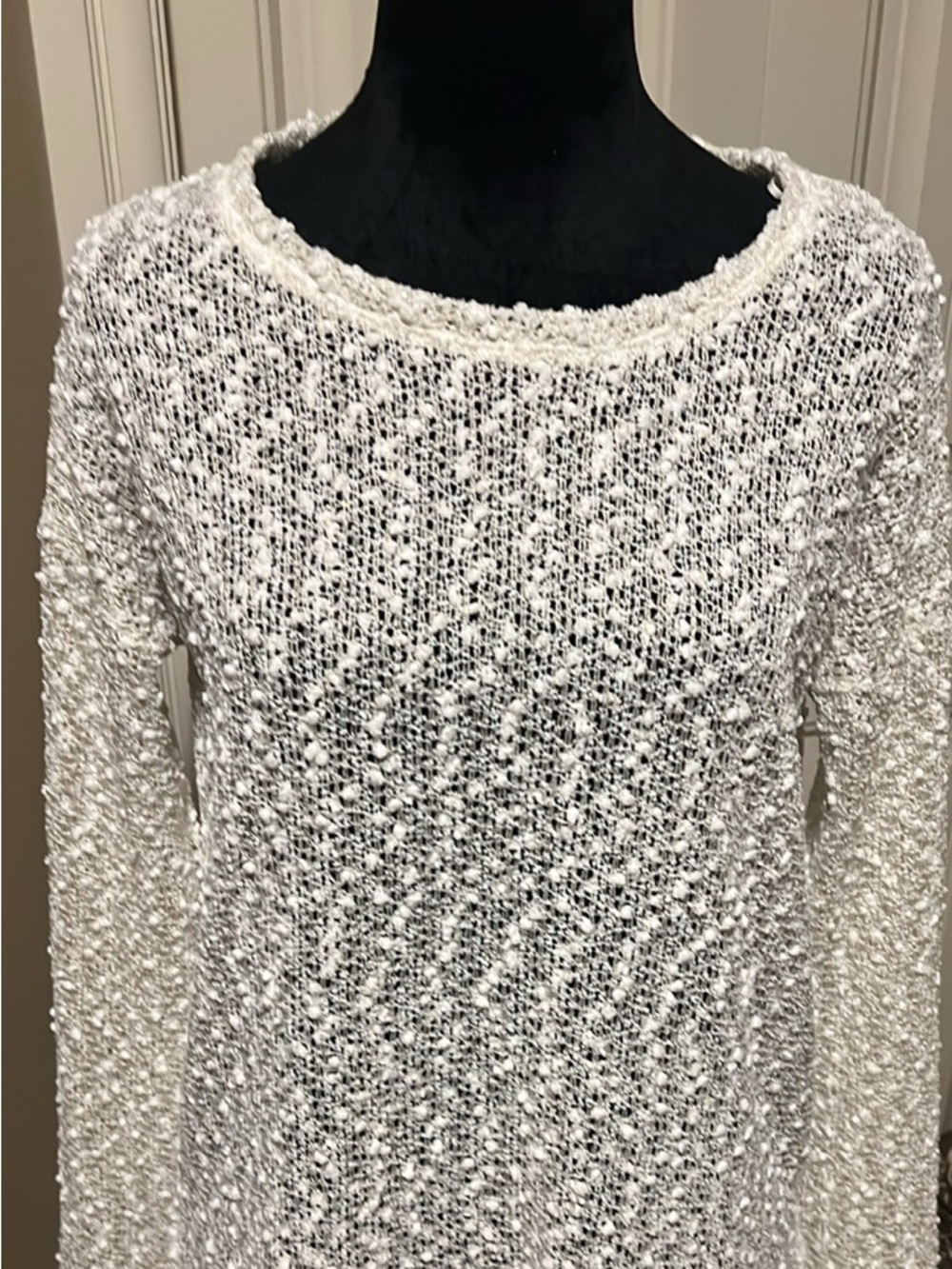 Aeropostale Cream Textured Knit Long-Sleeve Top